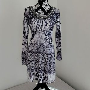 S-Twelve Black & White sequined dress, Size M